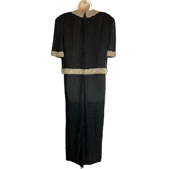 Camille Marie Beaded Silk evening gown L large Formal Black Tie Dinner Banquet - Picture 7 of 12